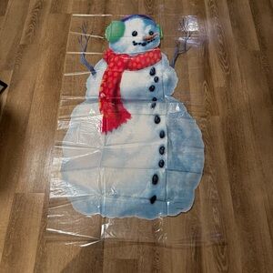 Snowman with Red Scarf and Green Earmuffs Door Decor